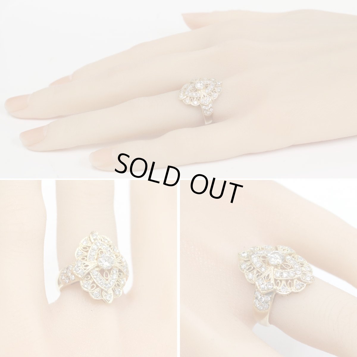 画像10: K18ダイヤモンドリング D0.31 D0.58 6.8g #9.5 イエローゴールド (10)