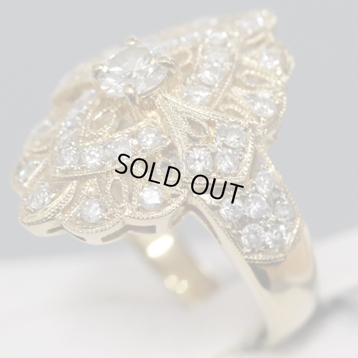 画像2: K18ダイヤモンドリング D0.31 D0.58 6.8g #9.5 イエローゴールド (2)