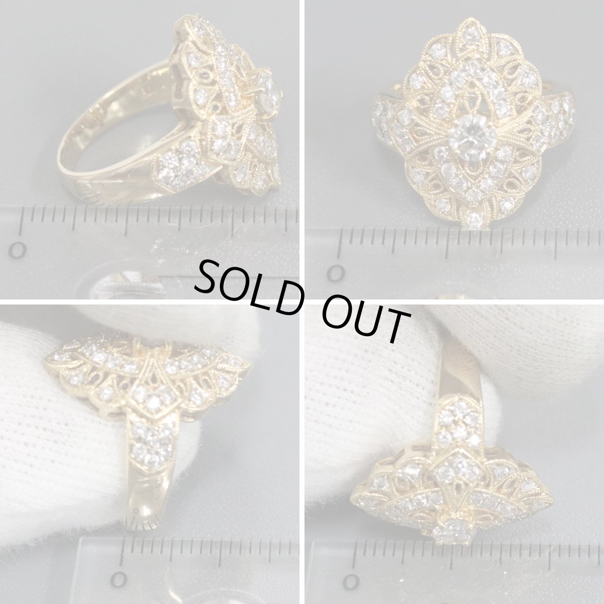 画像9: K18ダイヤモンドリング D0.31 D0.58 6.8g #9.5 イエローゴールド (9)