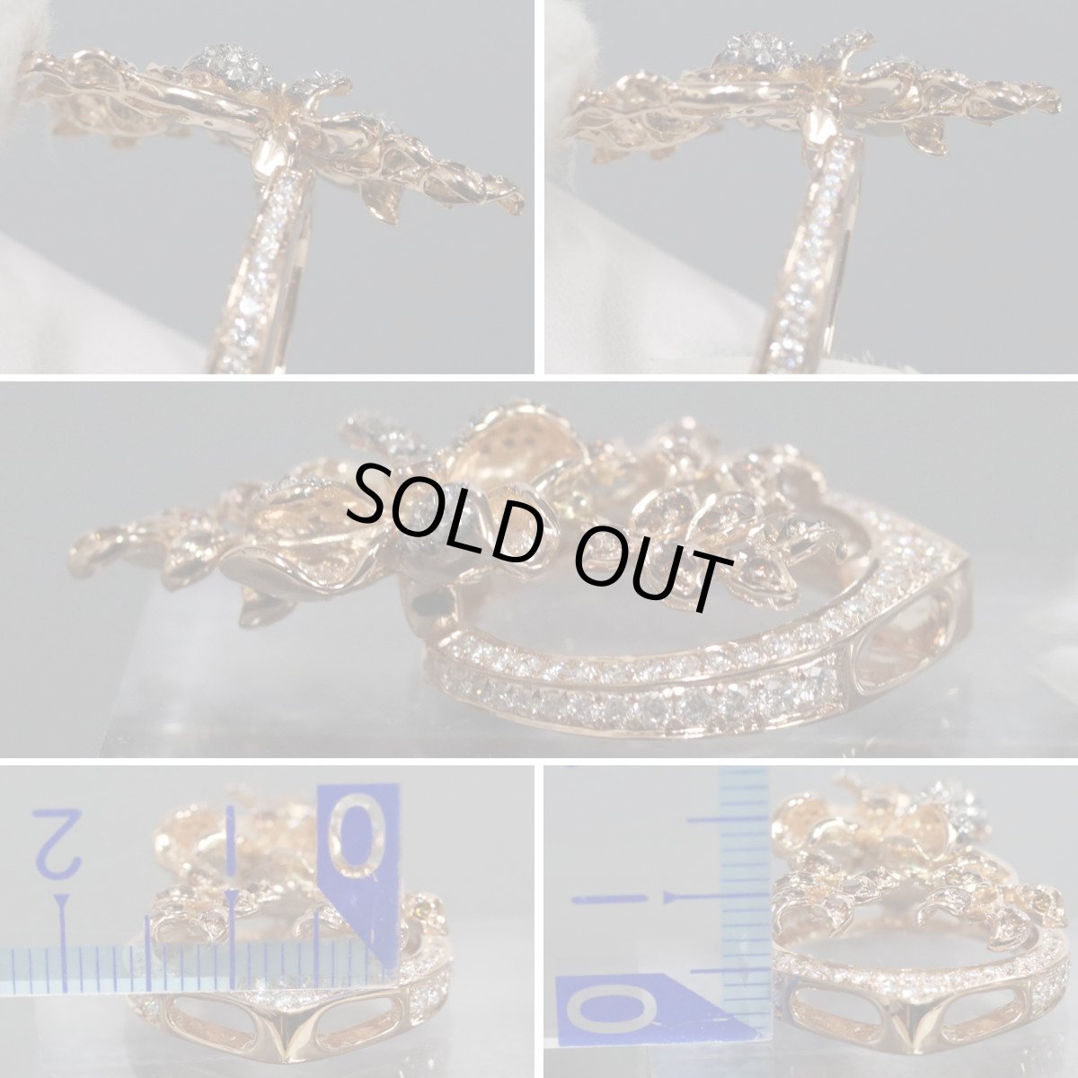 画像6: K18PGダイヤモンドリング D1.36 8.9g ＃12 可変式 ちょうちょ ピンクゴールド (6)