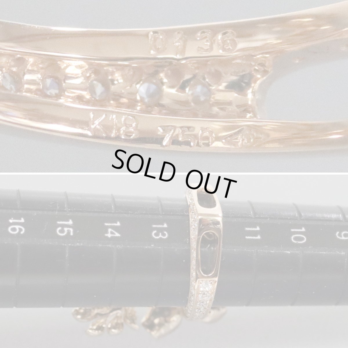 画像9: K18PGダイヤモンドリング D1.36 8.9g ＃12 可変式 ちょうちょ ピンクゴールド (9)