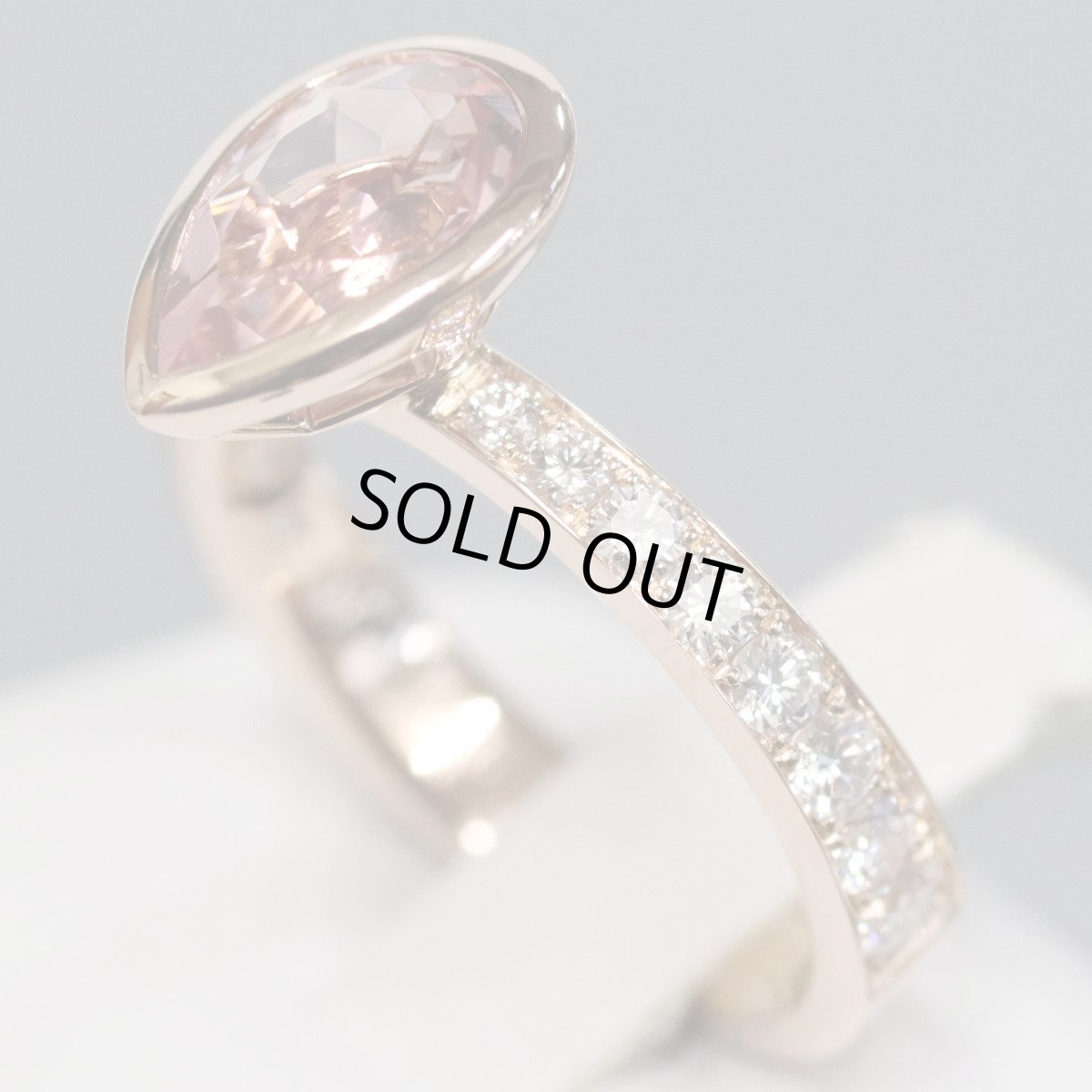 画像2: K18PGモルガナイトダイヤモンドリング M1.21 D0.46 3.7g #8 ソーティング (2)