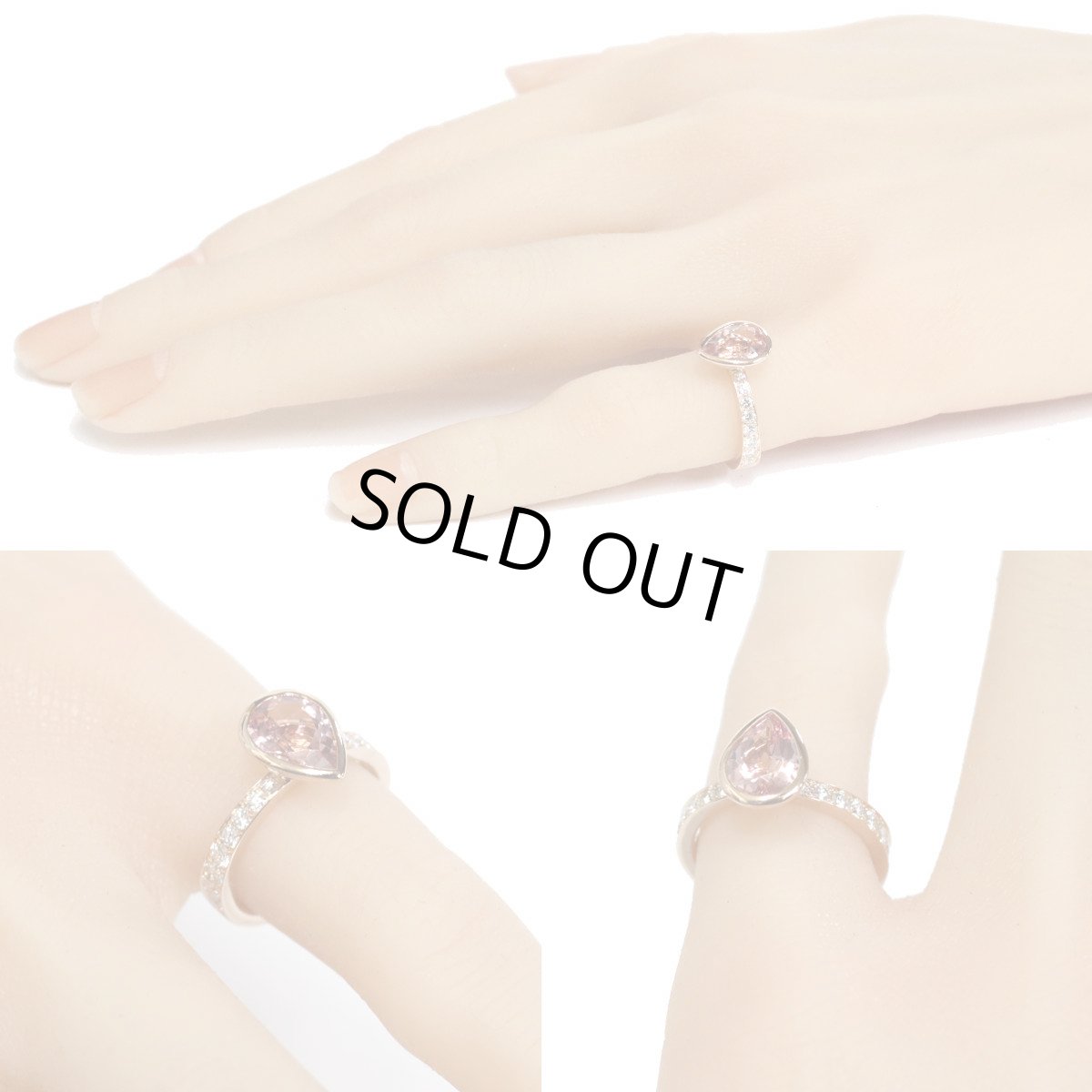 画像9: K18PGモルガナイトダイヤモンドリング M1.21 D0.46 3.7g #8 ソーティング (9)