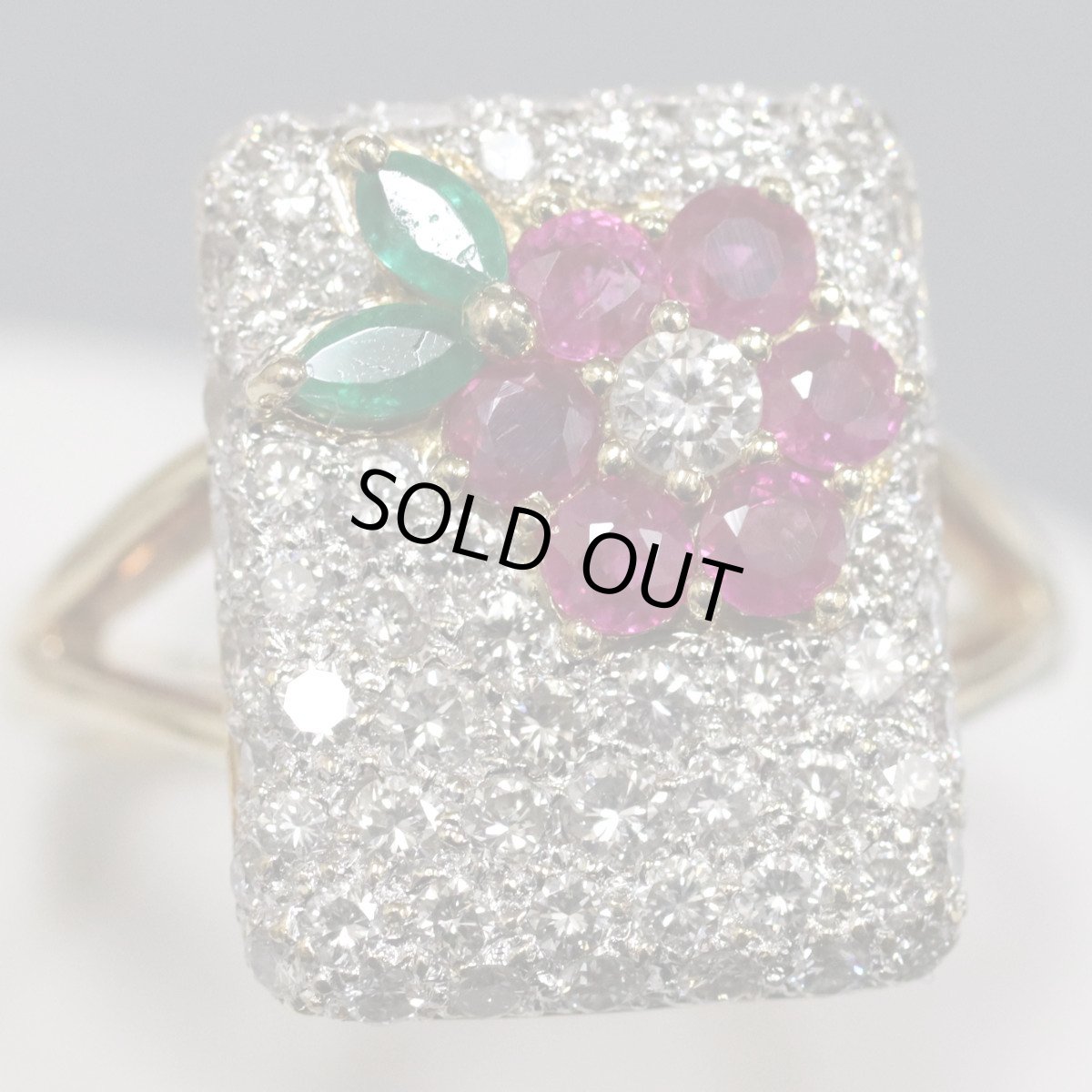 画像3: K18ダイヤモンドリング E0.17 D1.00 R0.60 花 7.5g #15.5 イエローゴールド (3)