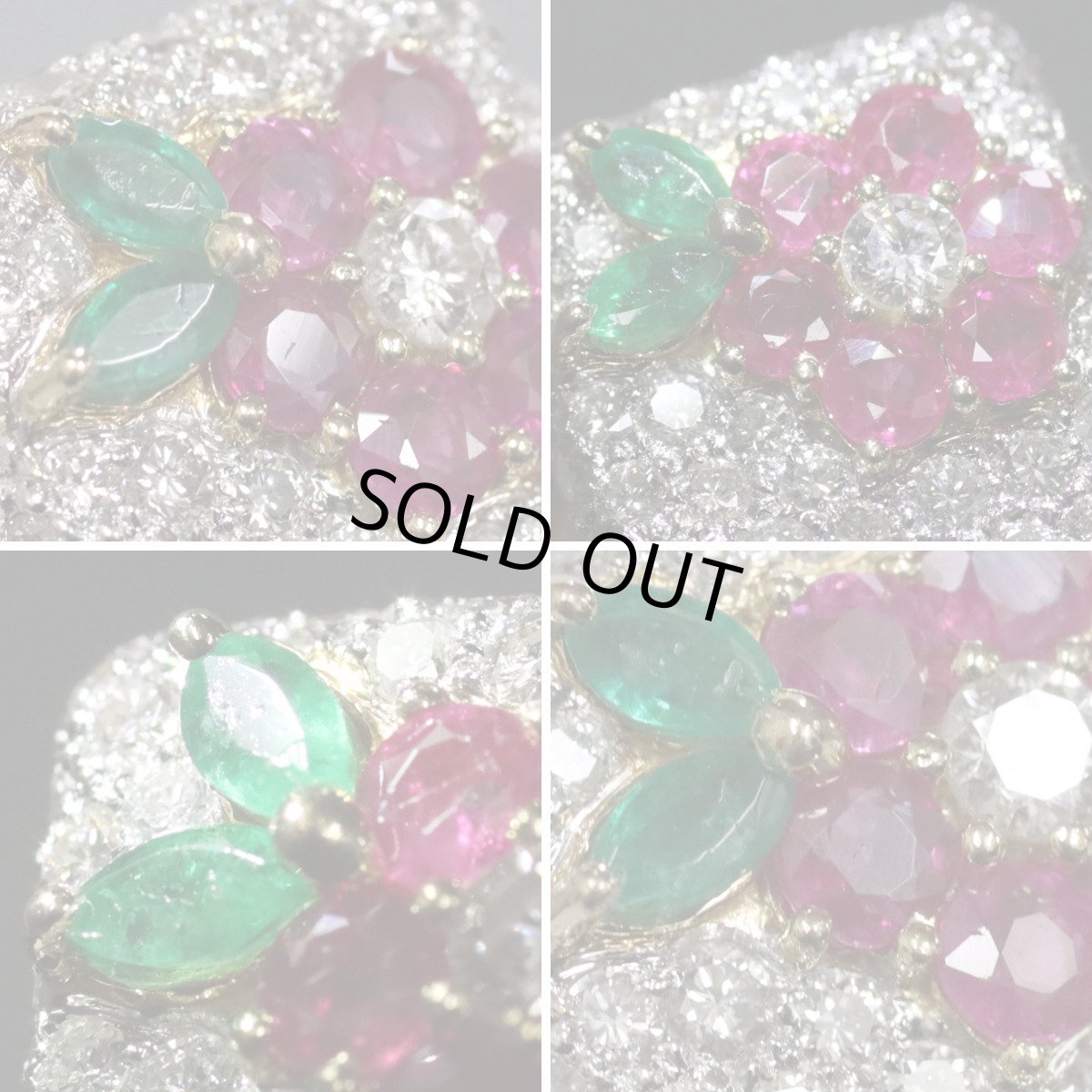 画像4: K18ダイヤモンドリング E0.17 D1.00 R0.60 花 7.5g #15.5 イエローゴールド (4)