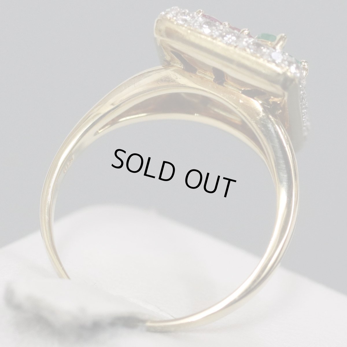 画像5: K18ダイヤモンドリング E0.17 D1.00 R0.60 花 7.5g #15.5 イエローゴールド (5)