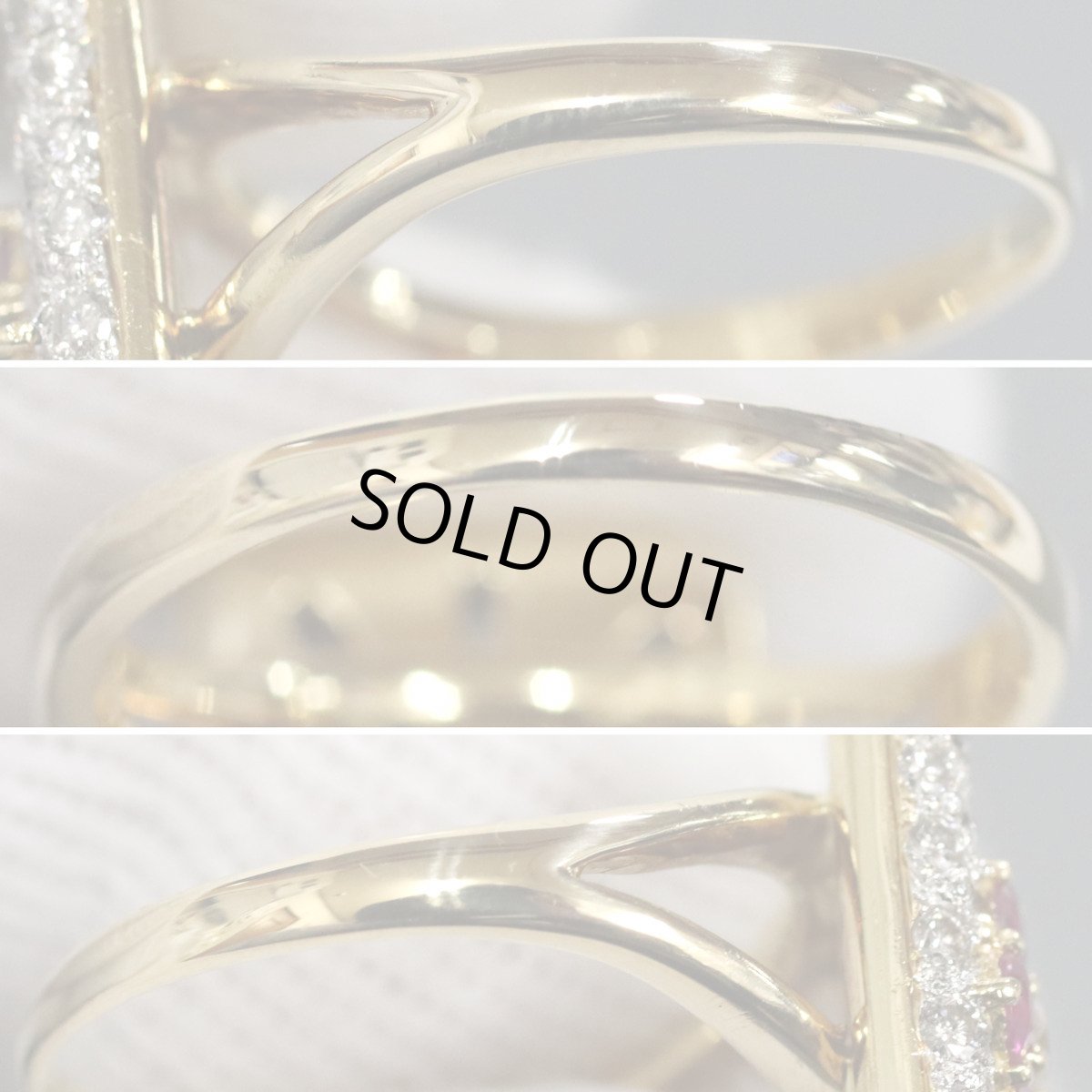 画像6: K18ダイヤモンドリング E0.17 D1.00 R0.60 花 7.5g #15.5 イエローゴールド (6)