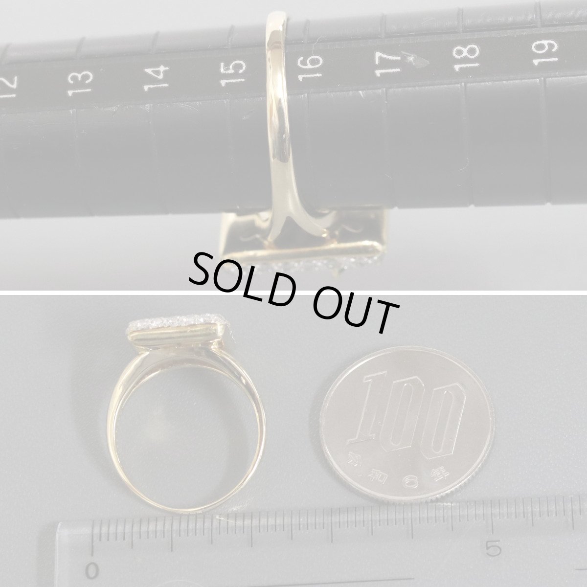 画像8: K18ダイヤモンドリング E0.17 D1.00 R0.60 花 7.5g #15.5 イエローゴールド (8)