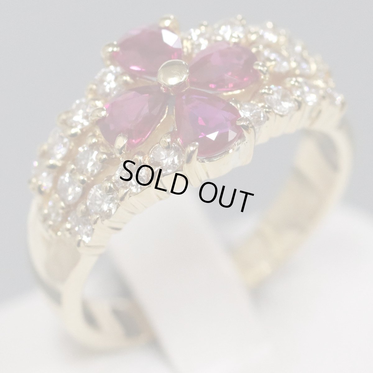 画像1: K18ルビーダイヤモンドリング R1.00 D0.54 5.5g #12.5 (1)