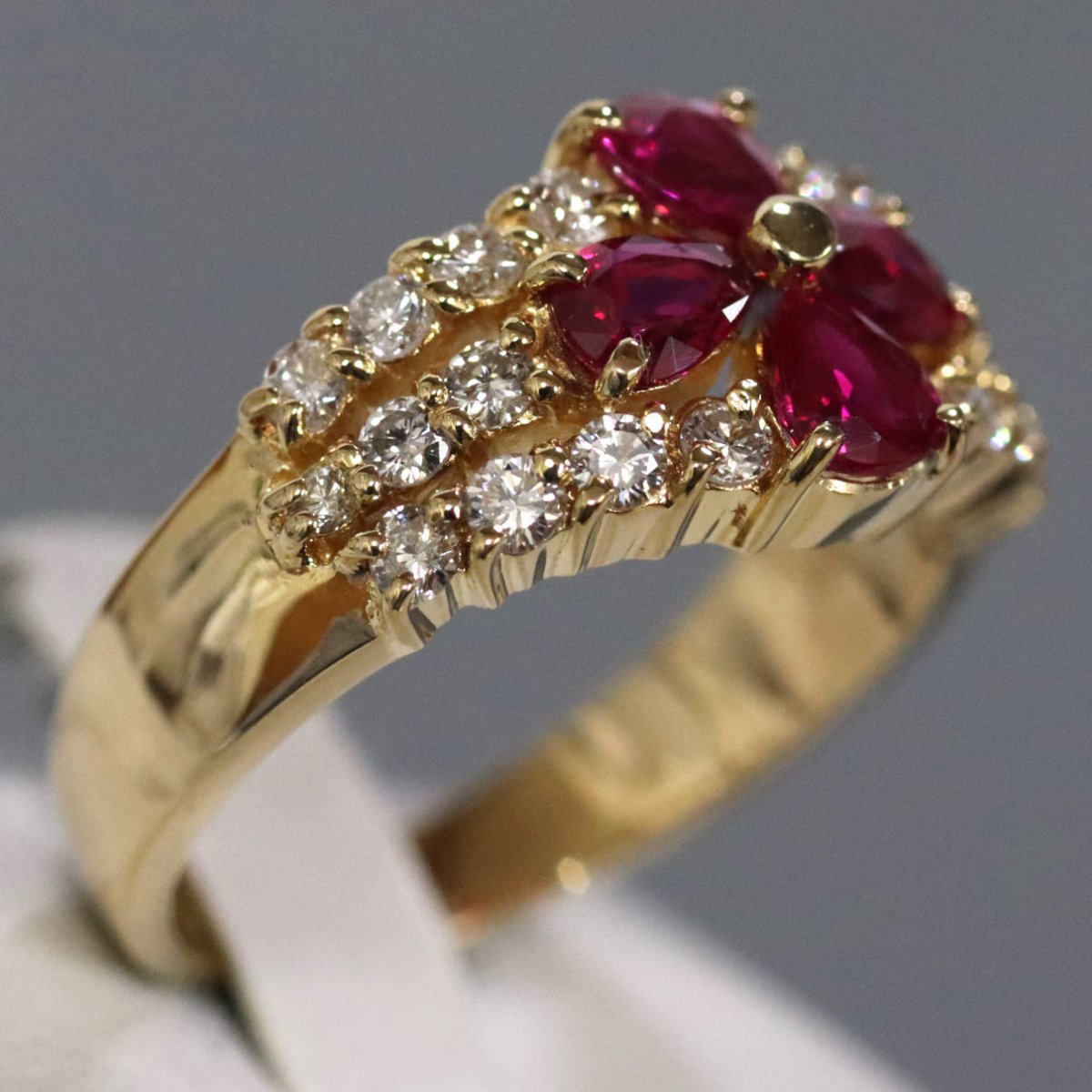 画像2: K18ルビーダイヤモンドリング R1.00 D0.54 5.5g #12.5 (2)