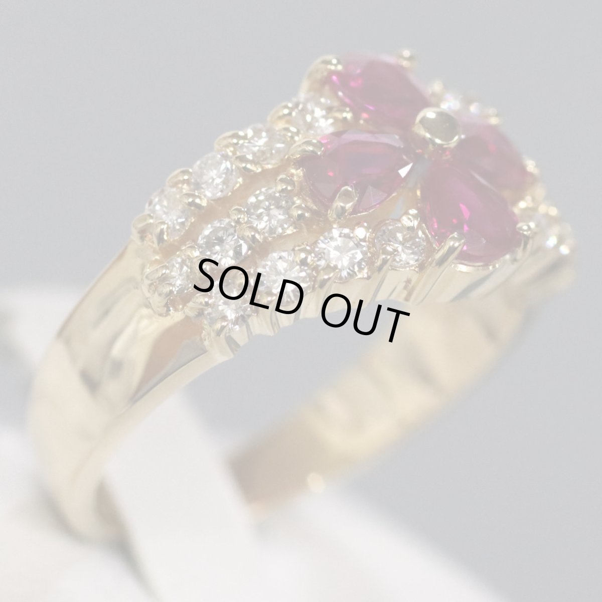 画像2: K18ルビーダイヤモンドリング R1.00 D0.54 5.5g #12.5 (2)