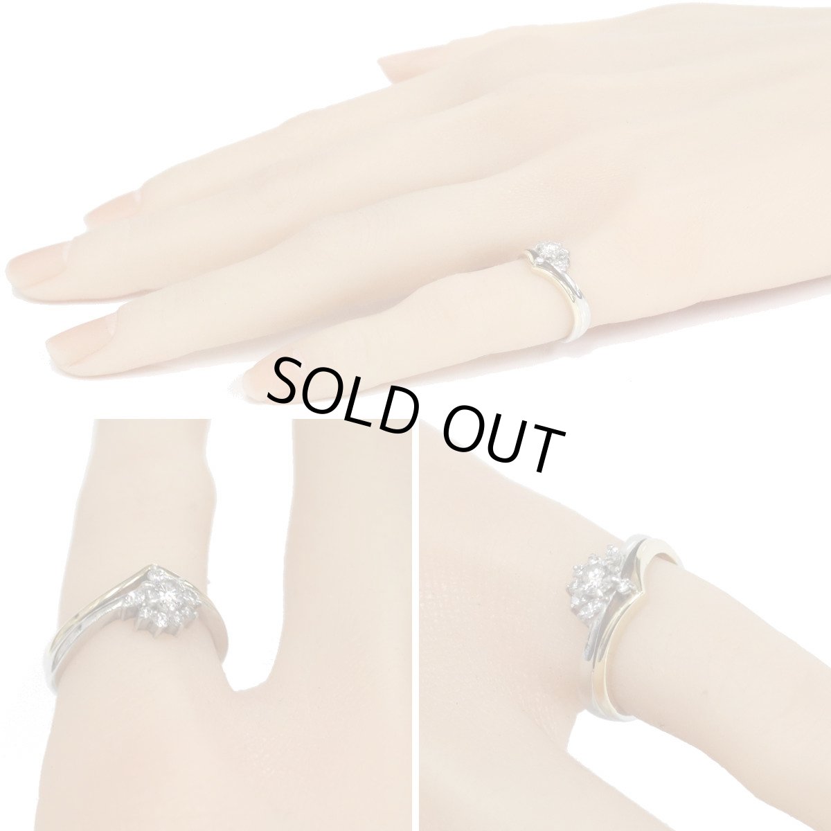 画像10: Pt900/K18ダイヤモンドリング D0.12 D0.18 4.3g #8 (10)