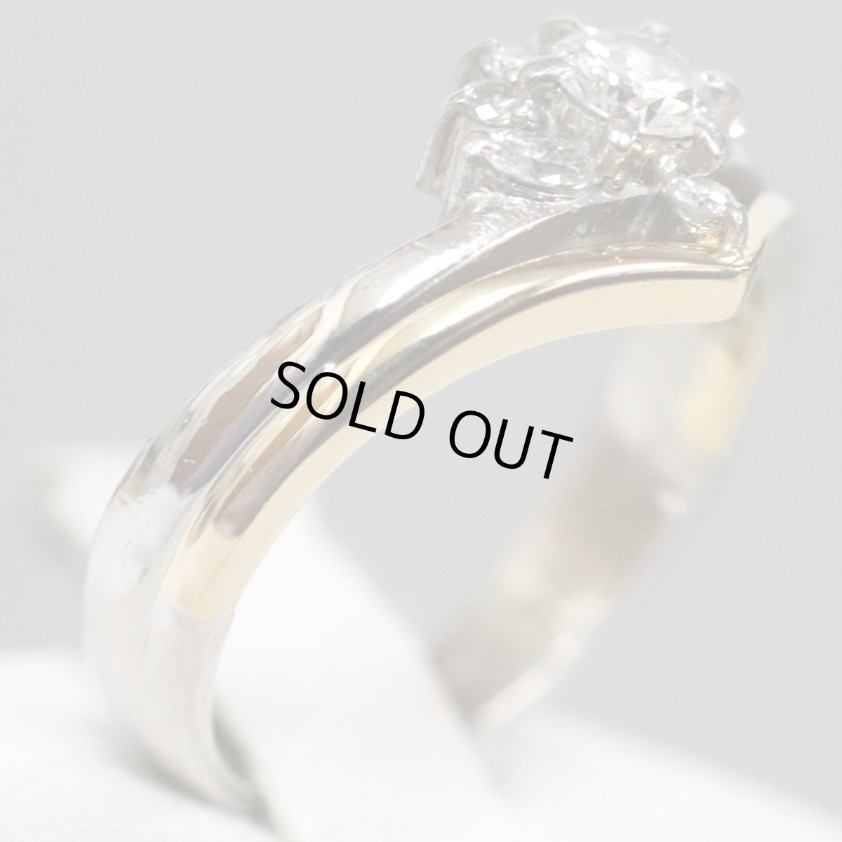 画像2: Pt900/K18ダイヤモンドリング D0.12 D0.18 4.3g #8 (2)