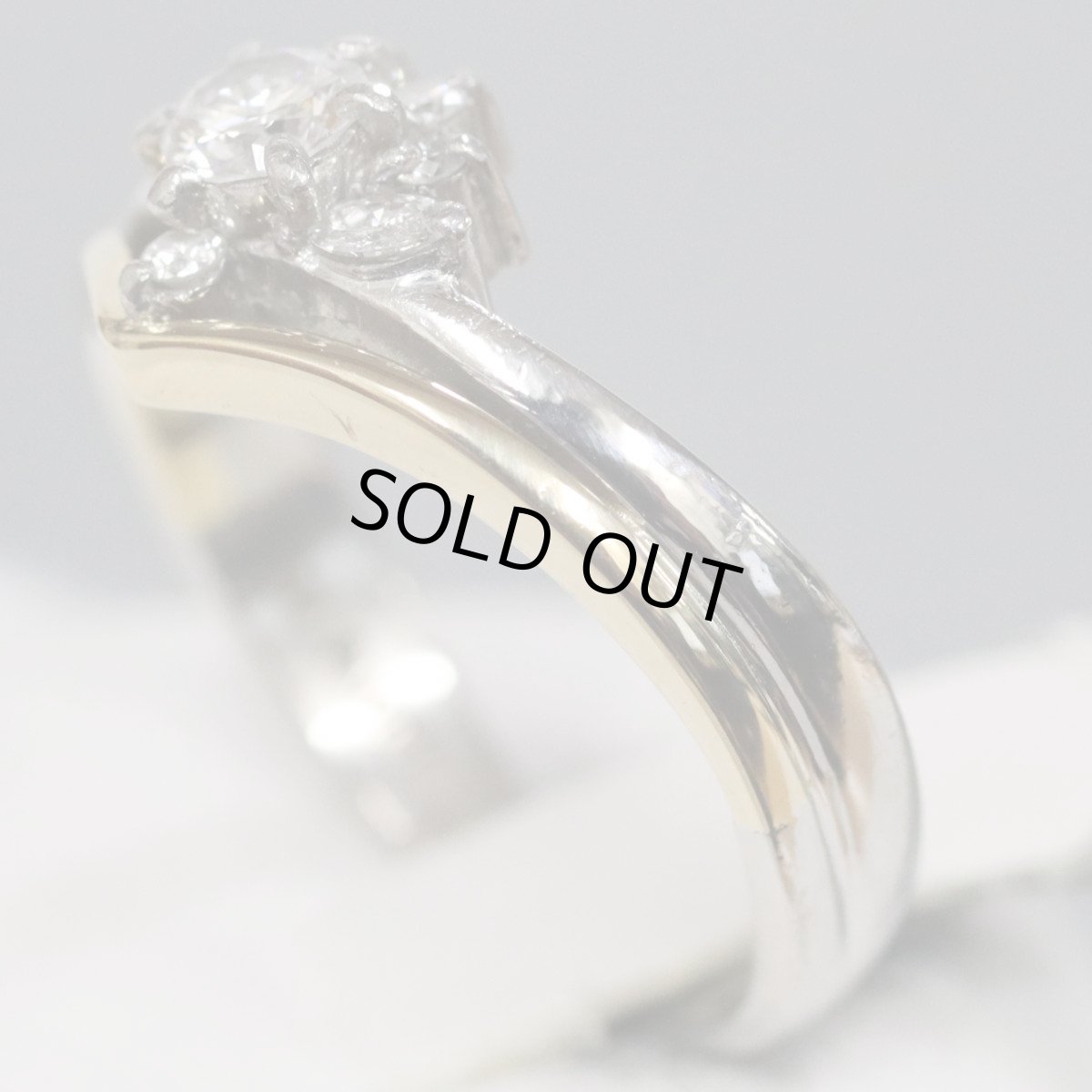 画像3: Pt900/K18ダイヤモンドリング D0.12 D0.18 4.3g #8 (3)