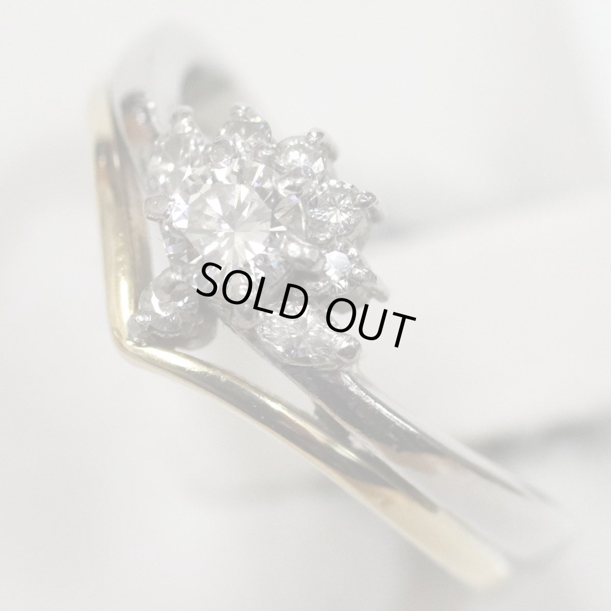 画像4: Pt900/K18ダイヤモンドリング D0.12 D0.18 4.3g #8 (4)