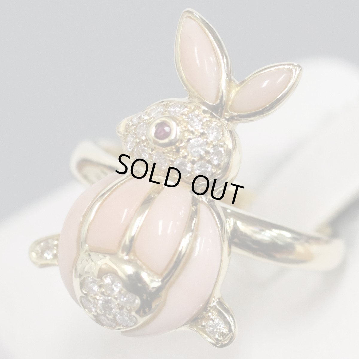 画像1: K18ダイヤモンドルビーリング うさぎ D0.17 R0.02 6.5g #12 (1)