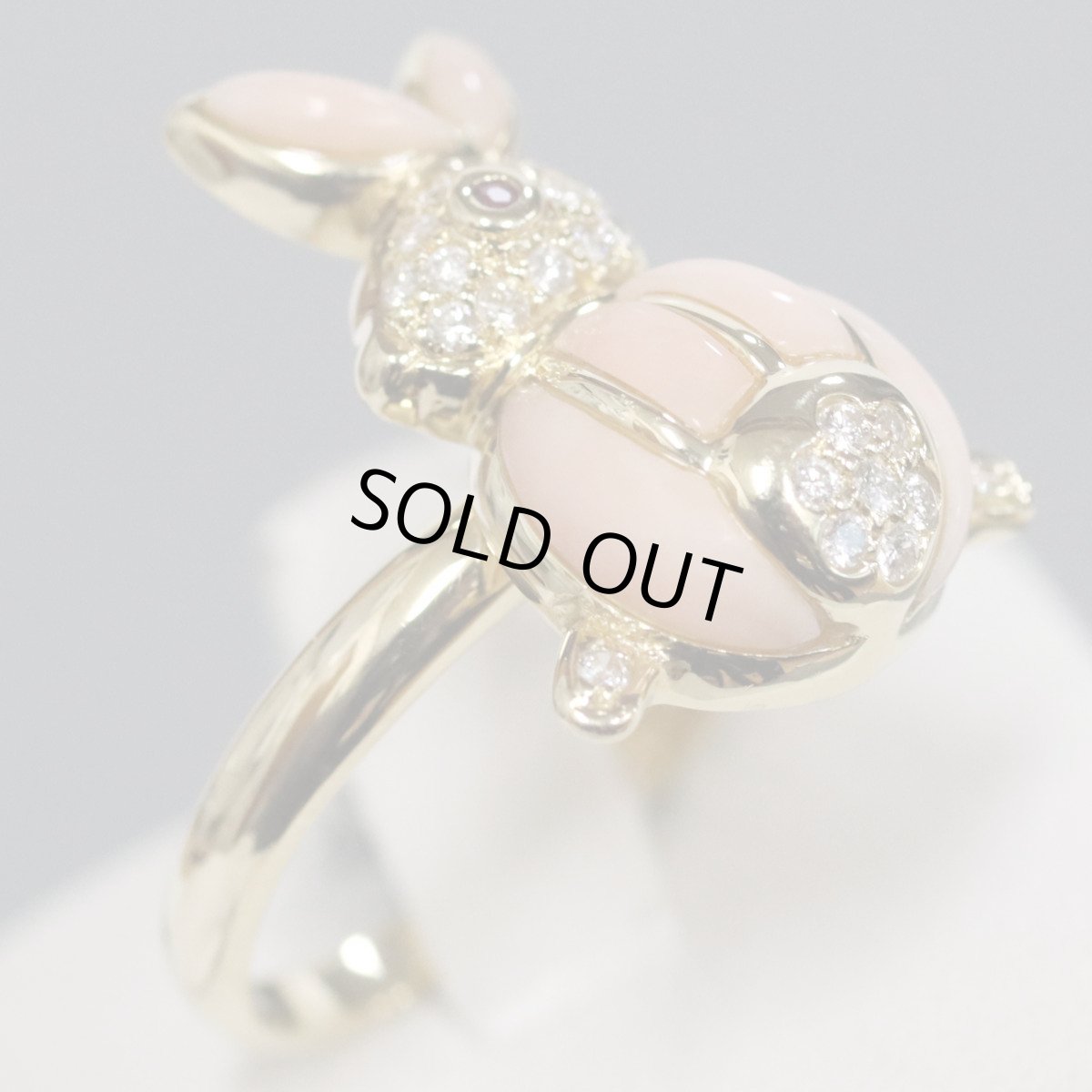 画像2: K18ダイヤモンドルビーリング うさぎ D0.17 R0.02 6.5g #12 (2)