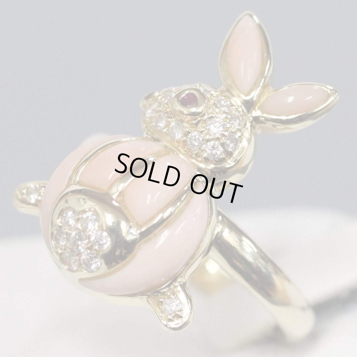 画像3: K18ダイヤモンドルビーリング うさぎ D0.17 R0.02 6.5g #12 (3)