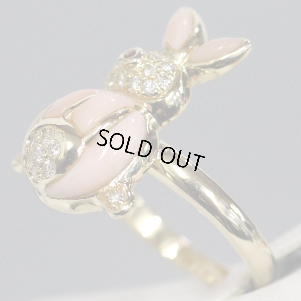 画像4: K18ダイヤモンドルビーリング うさぎ D0.17 R0.02 6.5g #12 (4)