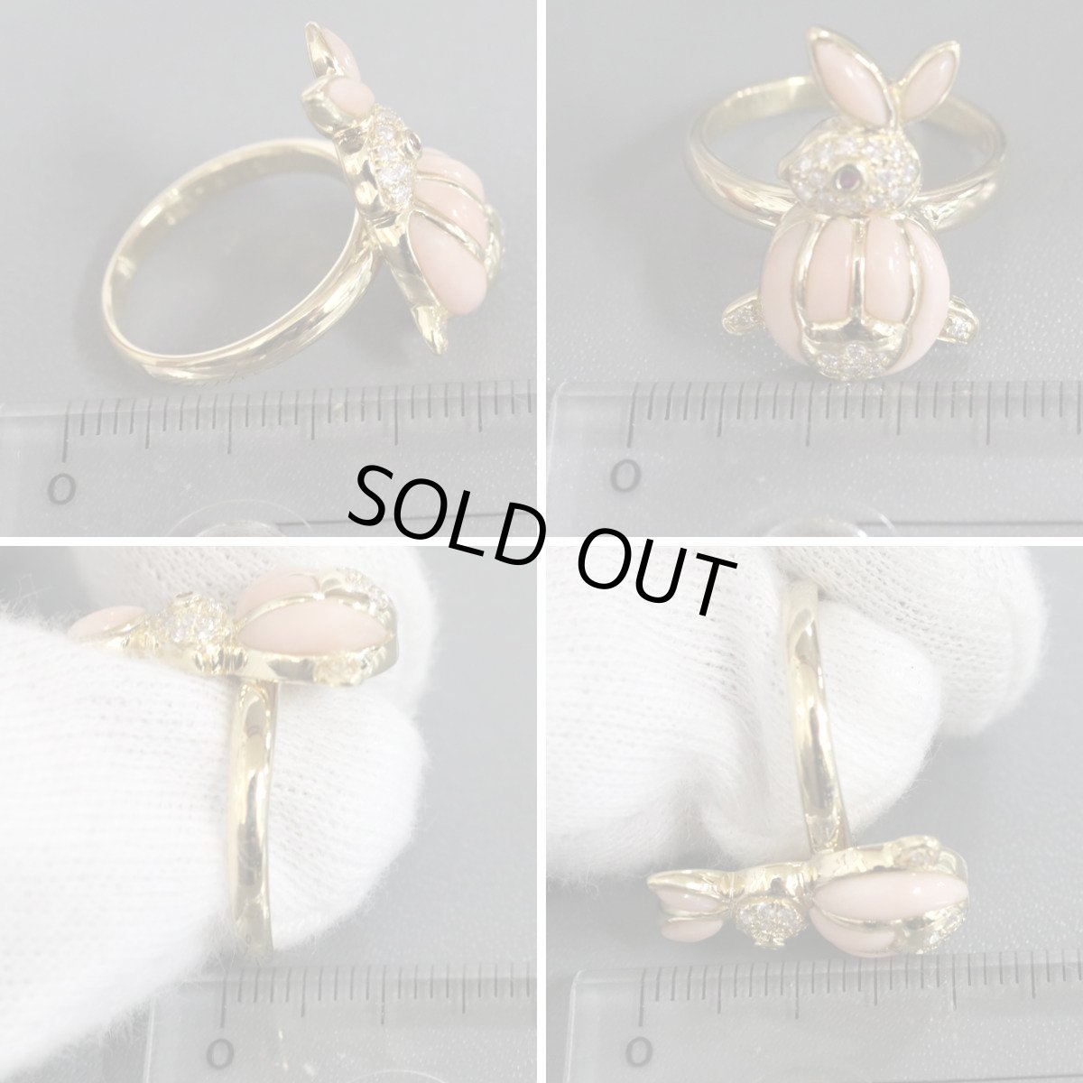 画像9: K18ダイヤモンドルビーリング うさぎ D0.17 R0.02 6.5g #12 (9)