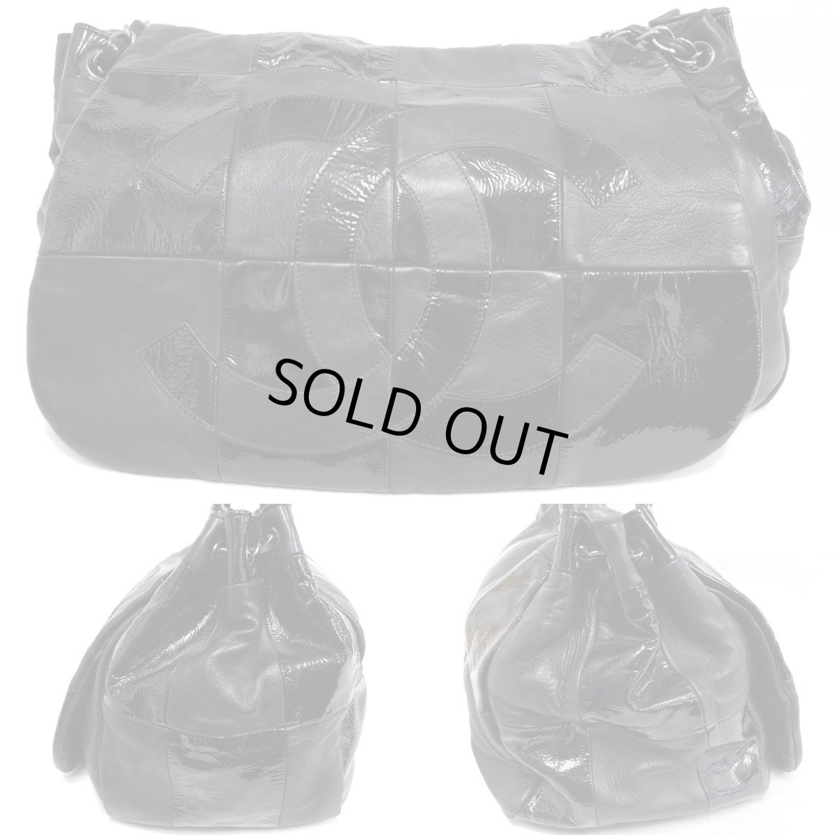 画像2: シャネル ココマーク レザー/パテントレザー パッチワーク チェーンショルダーバッグ (2)