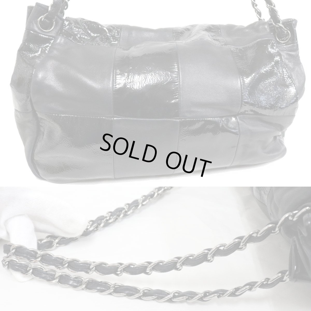 画像3: シャネル ココマーク レザー/パテントレザー パッチワーク チェーンショルダーバッグ (3)