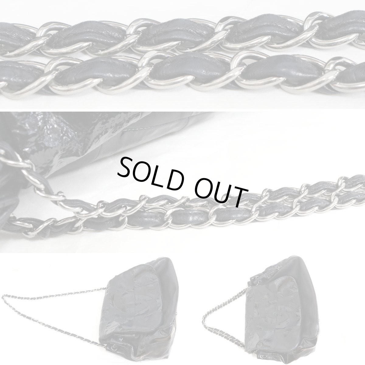 画像4: シャネル ココマーク レザー/パテントレザー パッチワーク チェーンショルダーバッグ (4)