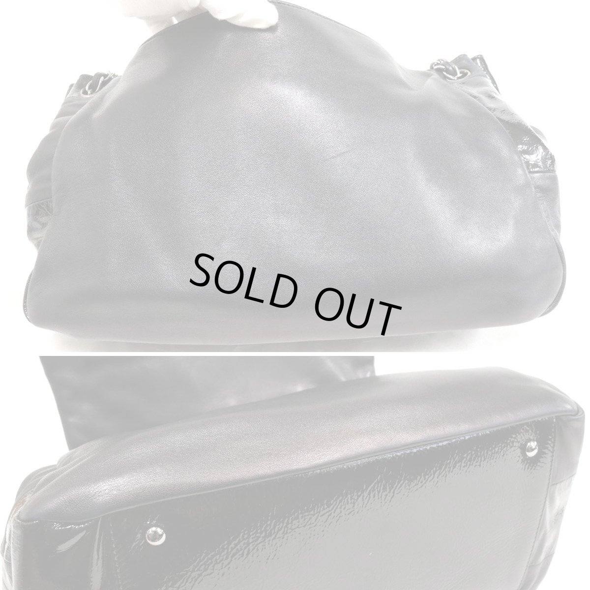 画像7: シャネル ココマーク レザー/パテントレザー パッチワーク チェーンショルダーバッグ (7)