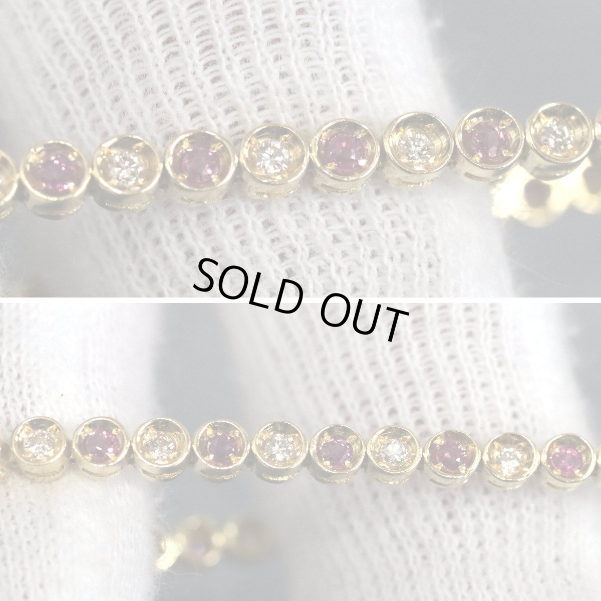 画像2: 18Kルビーダイヤモンドテニスブレスレット R0.90 D0.50 9.3g イエローゴールド (2)