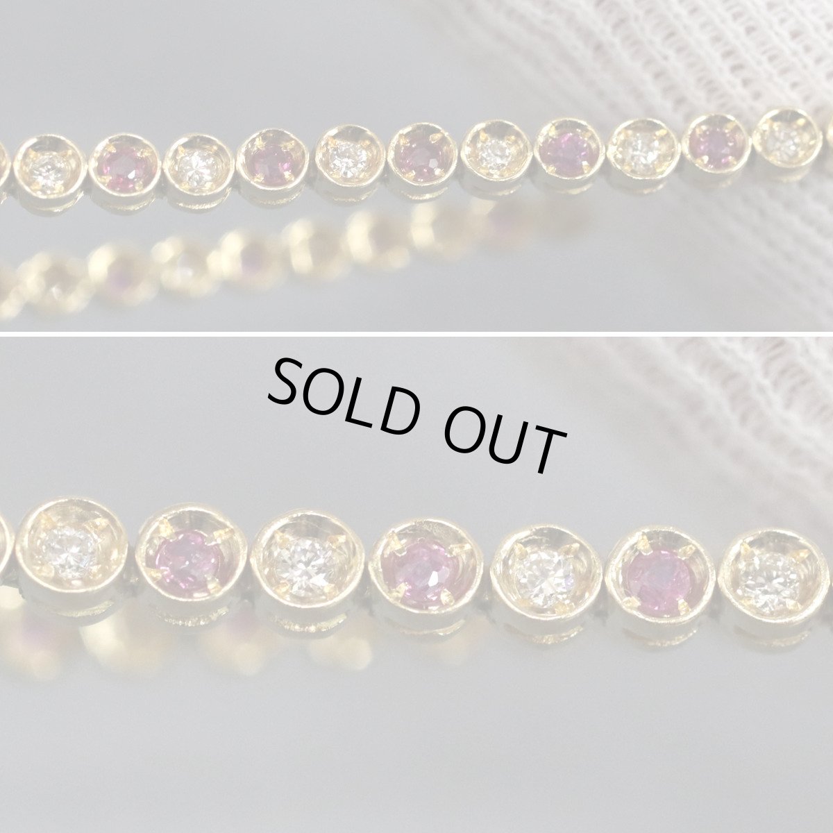 画像3: 18Kルビーダイヤモンドテニスブレスレット R0.90 D0.50 9.3g イエローゴールド (3)