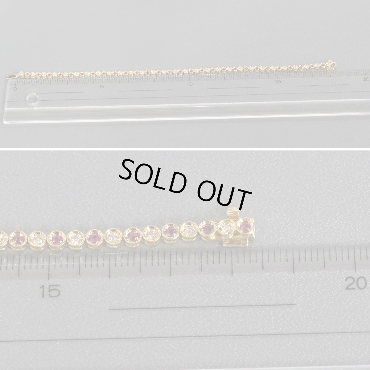 画像7: 18Kルビーダイヤモンドテニスブレスレット R0.90 D0.50 9.3g イエローゴールド (7)