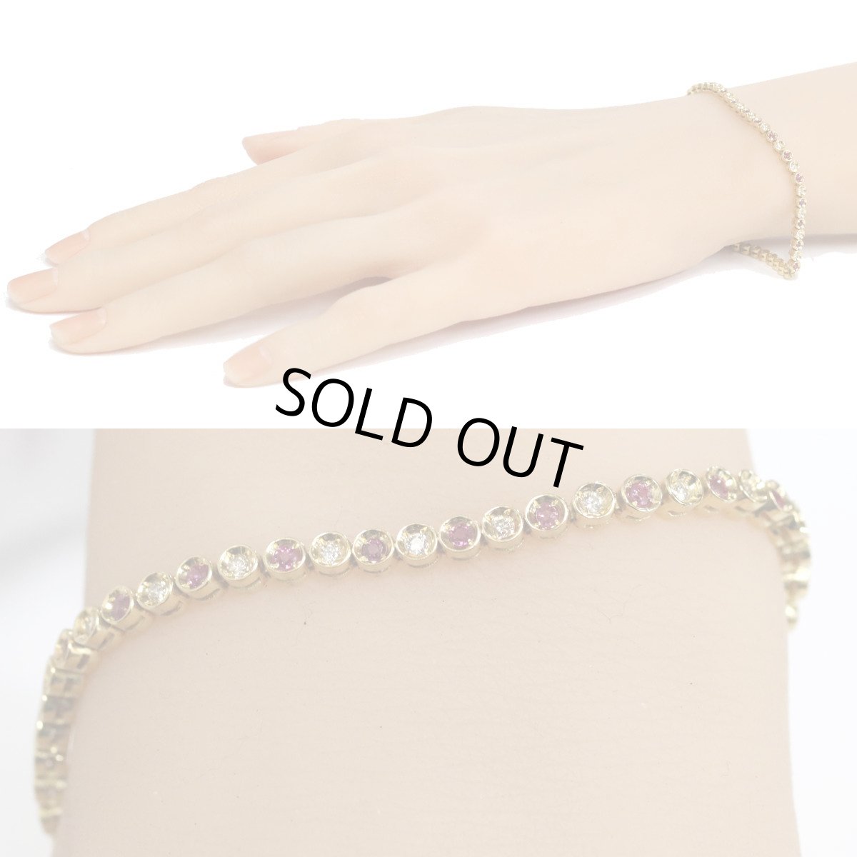 画像8: 18Kルビーダイヤモンドテニスブレスレット R0.90 D0.50 9.3g イエローゴールド (8)