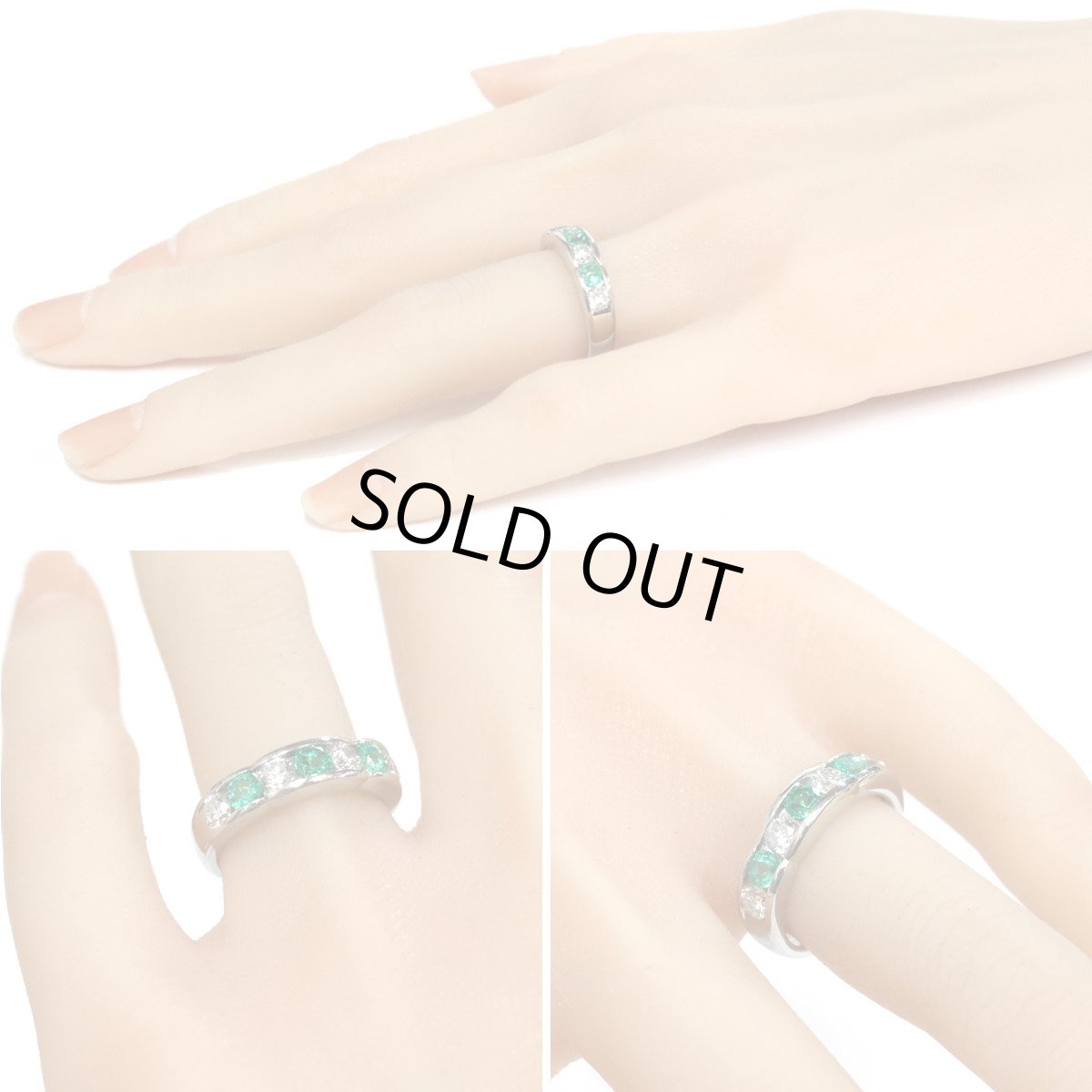 画像10: Pt900エメラルドダイヤモンドリング E0.54 D0.26 8.4g  #12.5 (10)