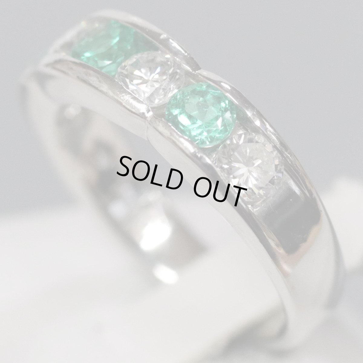 画像2: Pt900エメラルドダイヤモンドリング E0.54 D0.26 8.4g  #12.5 (2)