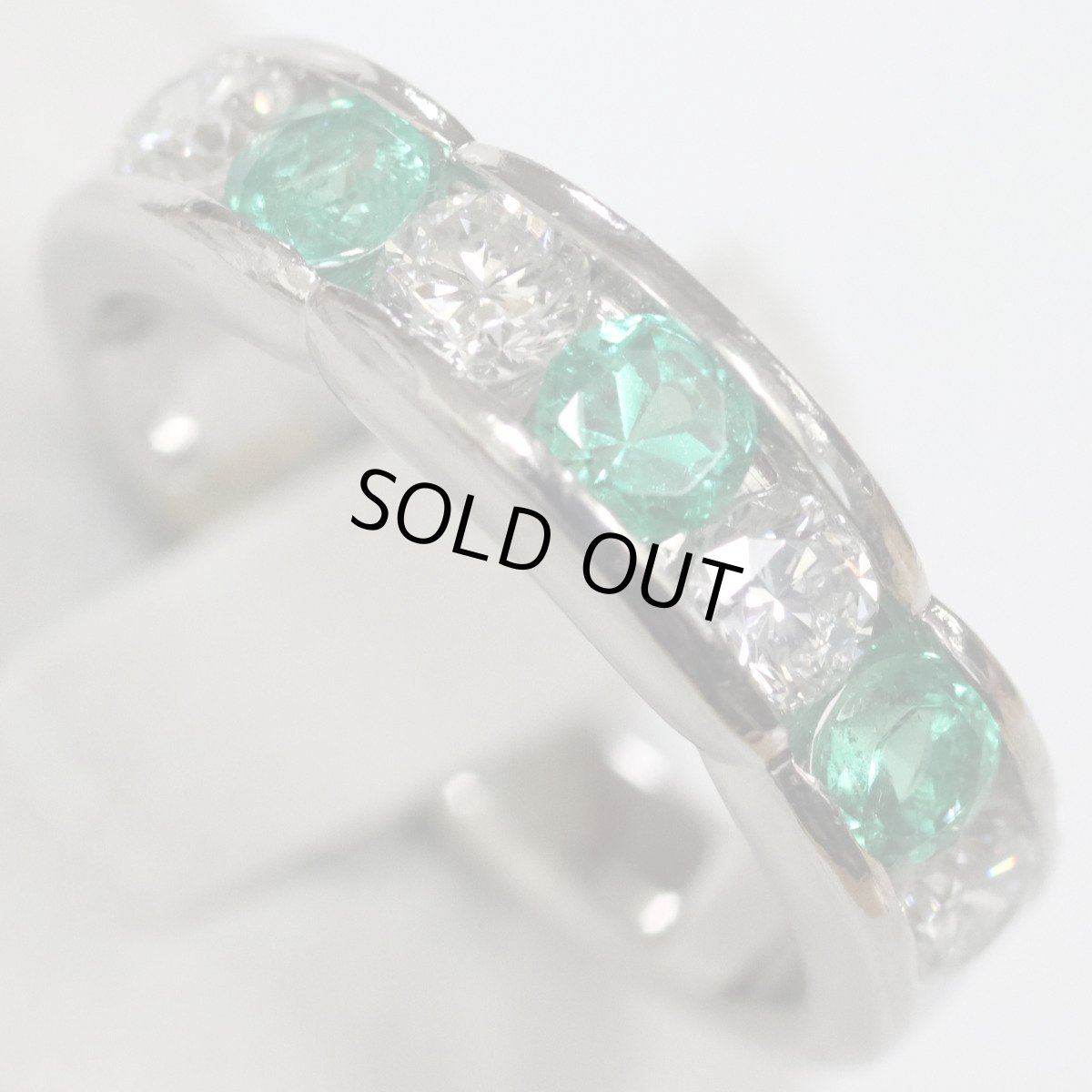 画像4: Pt900エメラルドダイヤモンドリング E0.54 D0.26 8.4g  #12.5 (4)