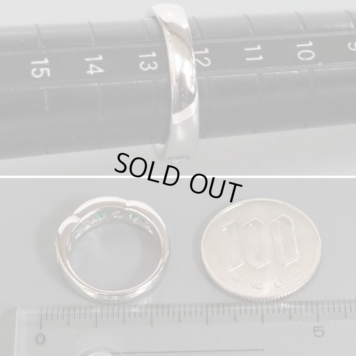 画像8: Pt900エメラルドダイヤモンドリング E0.54 D0.26 8.4g  #12.5 (8)