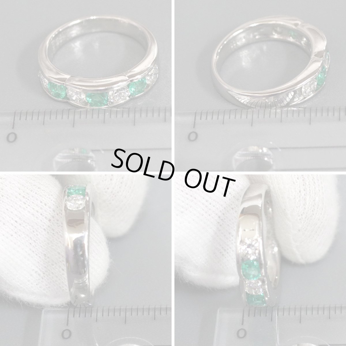 画像9: Pt900エメラルドダイヤモンドリング E0.54 D0.26 8.4g  #12.5 (9)