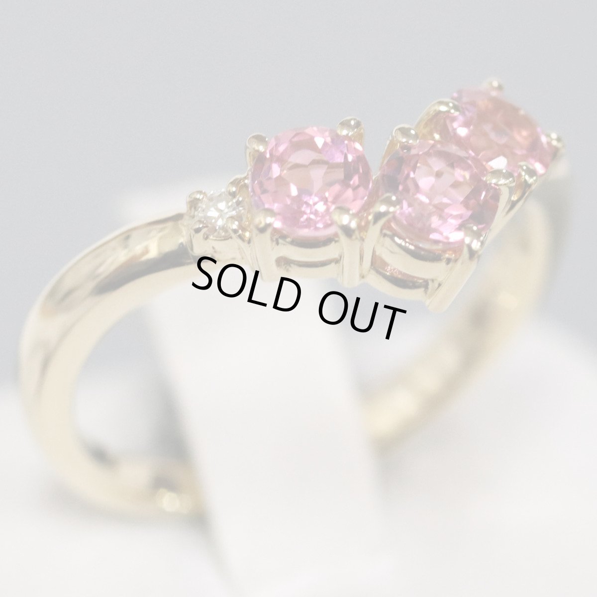 画像1: タサキ K18ピンクトルマリンダイヤモンドリング D0.03 3.4g #11 (1)