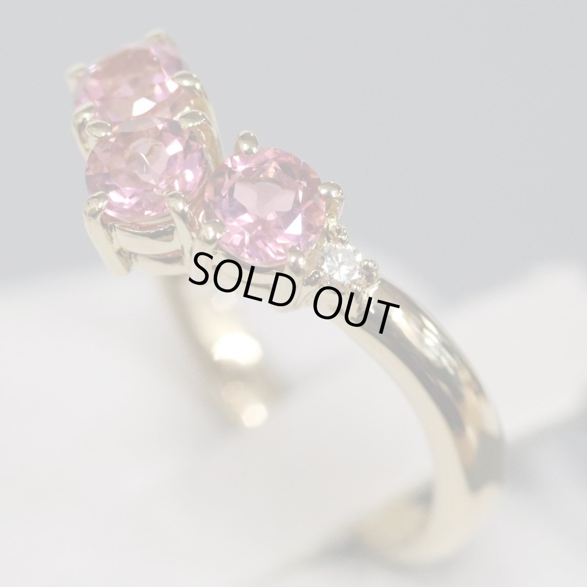 画像2: タサキ K18ピンクトルマリンダイヤモンドリング D0.03 3.4g #11 (2)