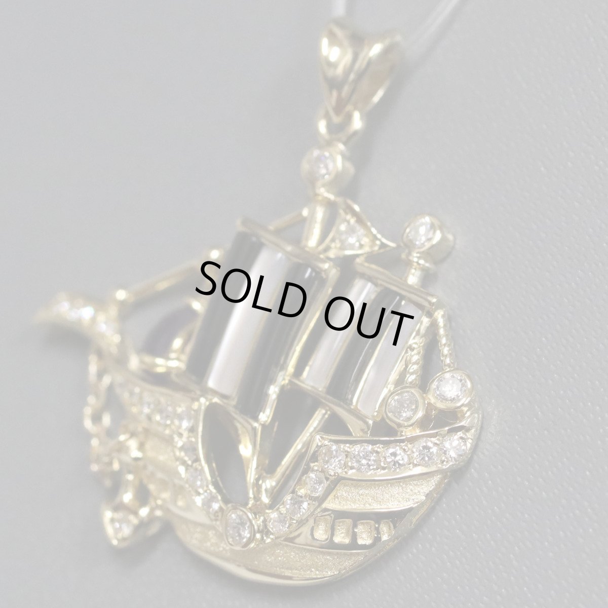 画像3: K18ダイヤモンドアメジストペンダントトップ D0.43 6.1g 帆船モチーフ (3)