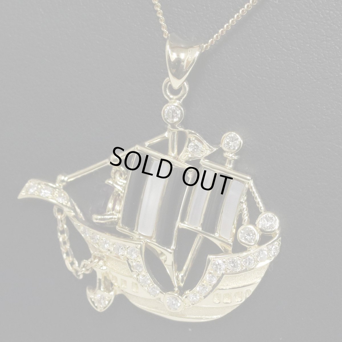 画像8: K18ダイヤモンドアメジストペンダントトップ D0.43 6.1g 帆船モチーフ (8)