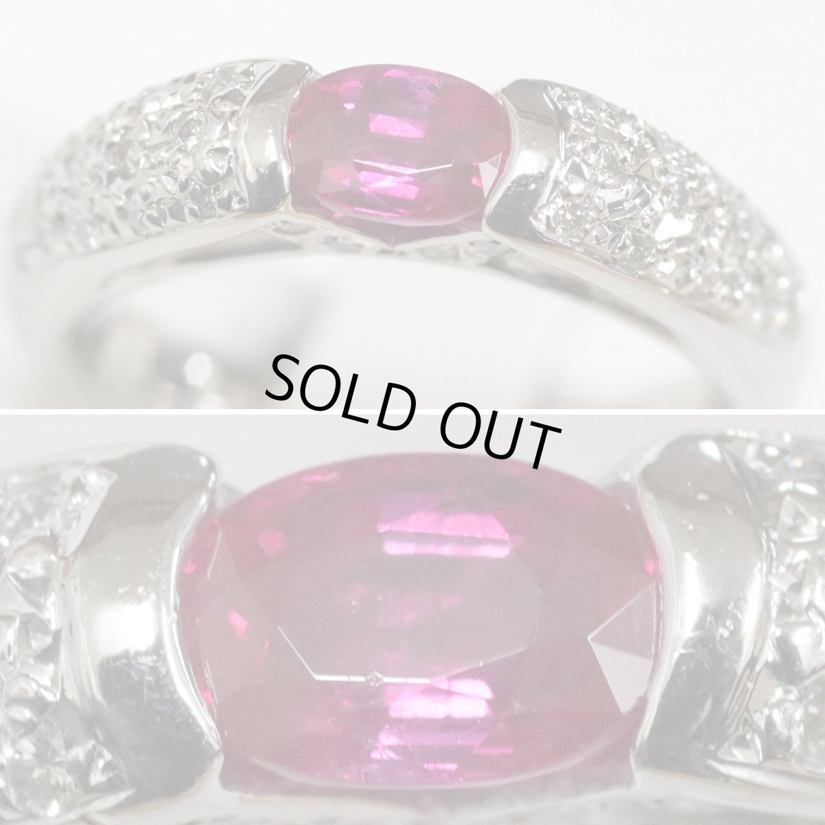 画像3: Pt850ルビーダイヤモンドリング R0.66 D0.23 8.9g #12 ソーティング (3)