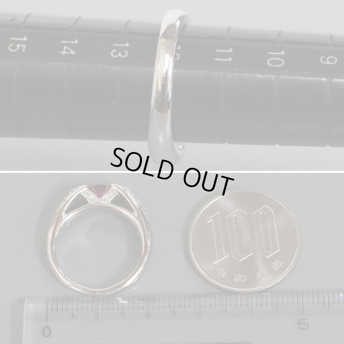 画像7: Pt850ルビーダイヤモンドリング R0.66 D0.23 8.9g #12 ソーティング (7)