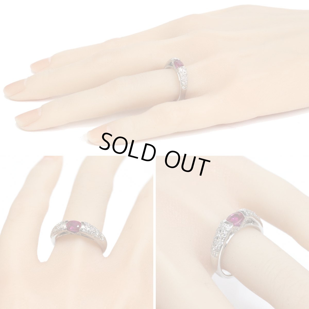 画像9: Pt850ルビーダイヤモンドリング R0.66 D0.23 8.9g #12 ソーティング (9)