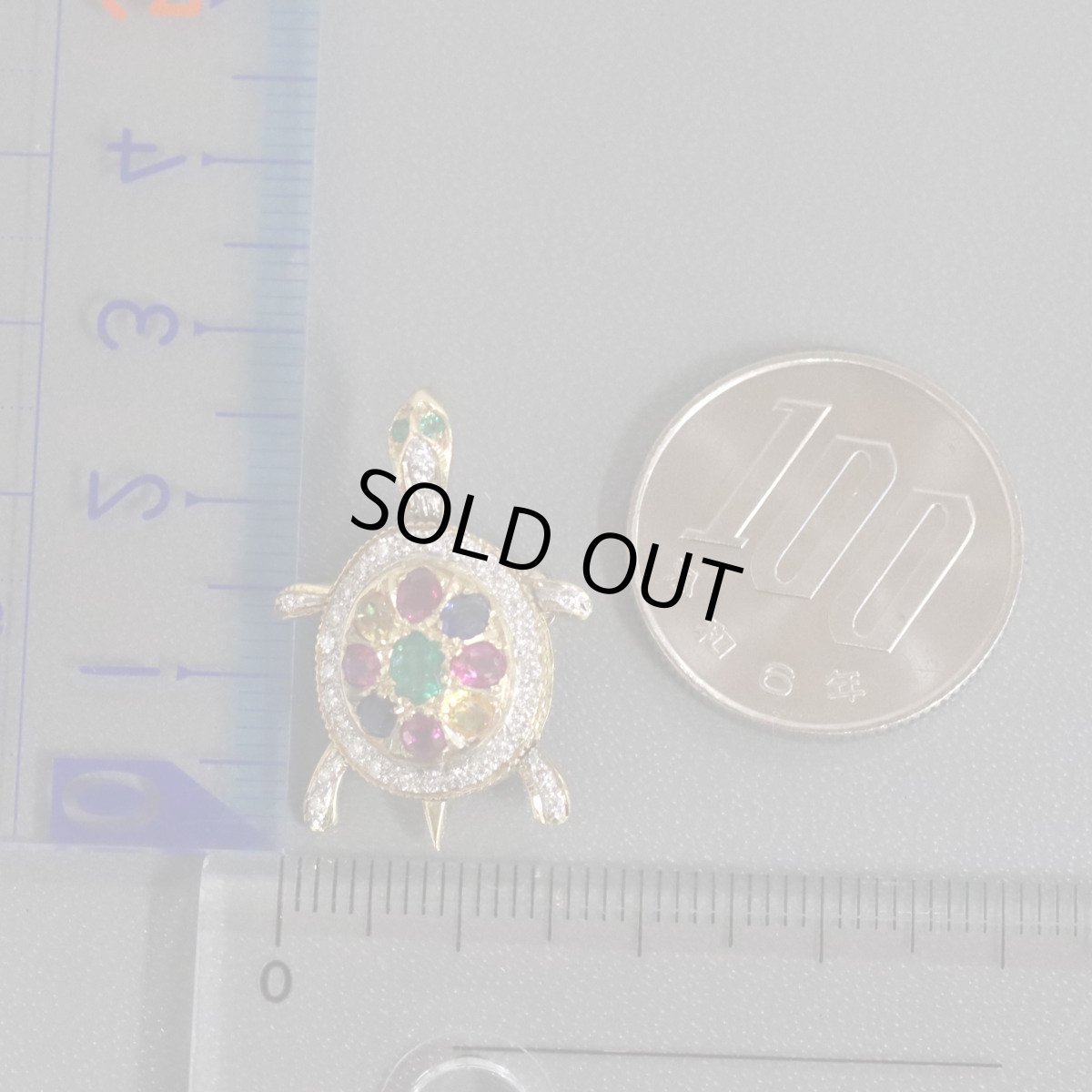 画像10: K18マルチカラーダイヤモンドペンダントトップ 1.56 D0.24 4.7g カメモチーフ (10)