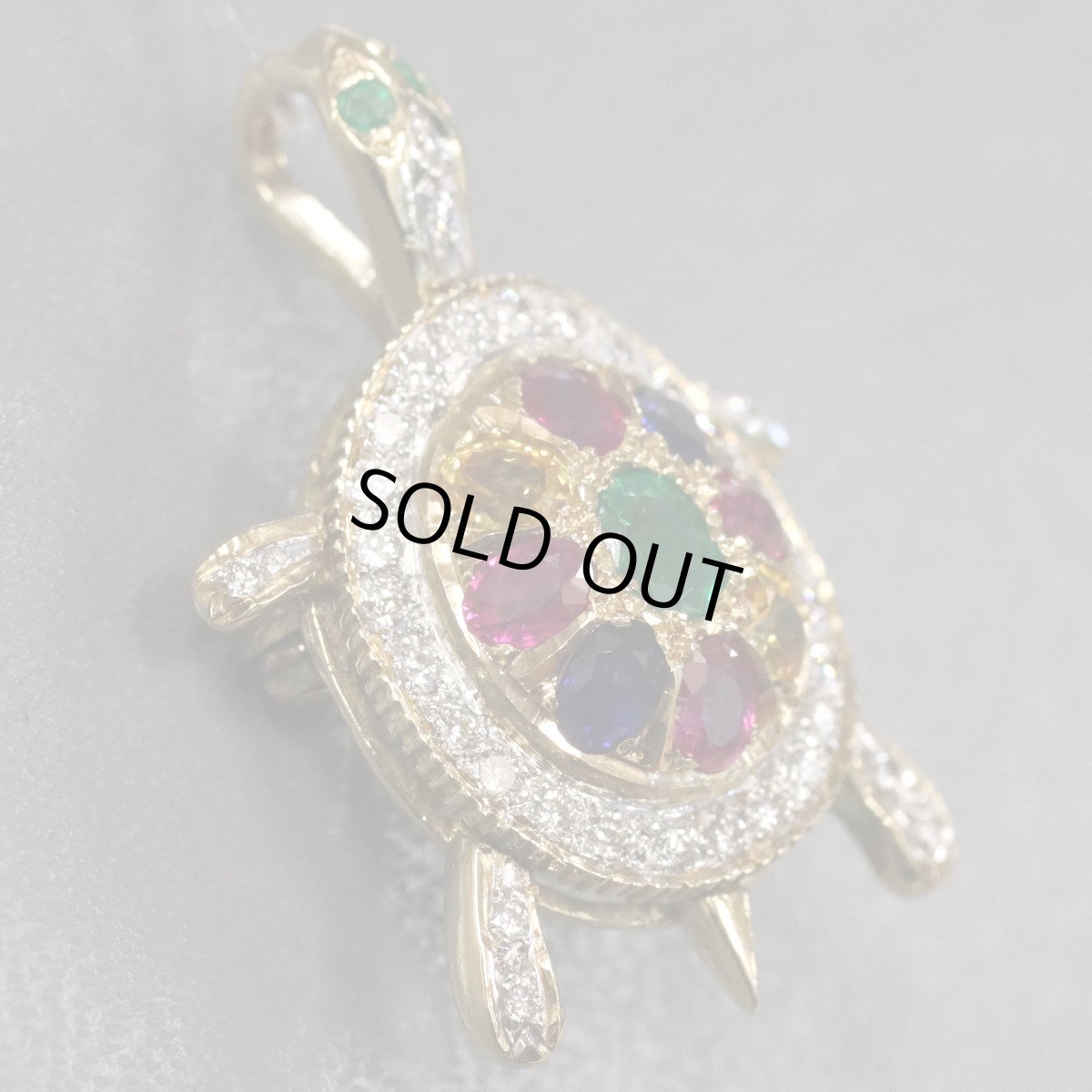 画像2: K18マルチカラーダイヤモンドペンダントトップ 1.56 D0.24 4.7g カメモチーフ (2)