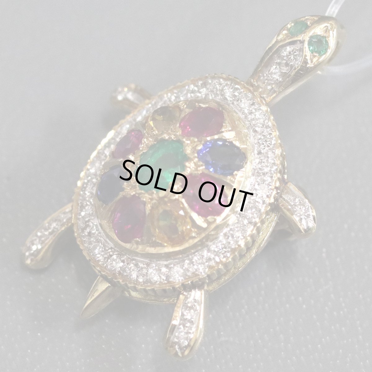 画像3: K18マルチカラーダイヤモンドペンダントトップ 1.56 D0.24 4.7g カメモチーフ (3)