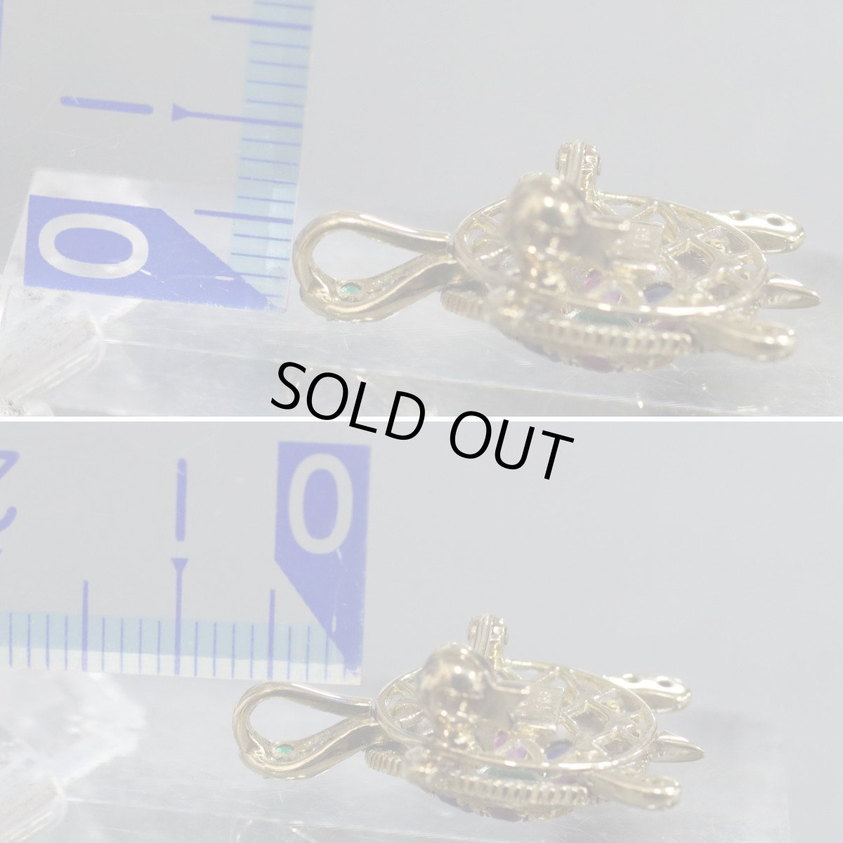 画像8: K18マルチカラーダイヤモンドペンダントトップ 1.56 D0.24 4.7g カメモチーフ (8)