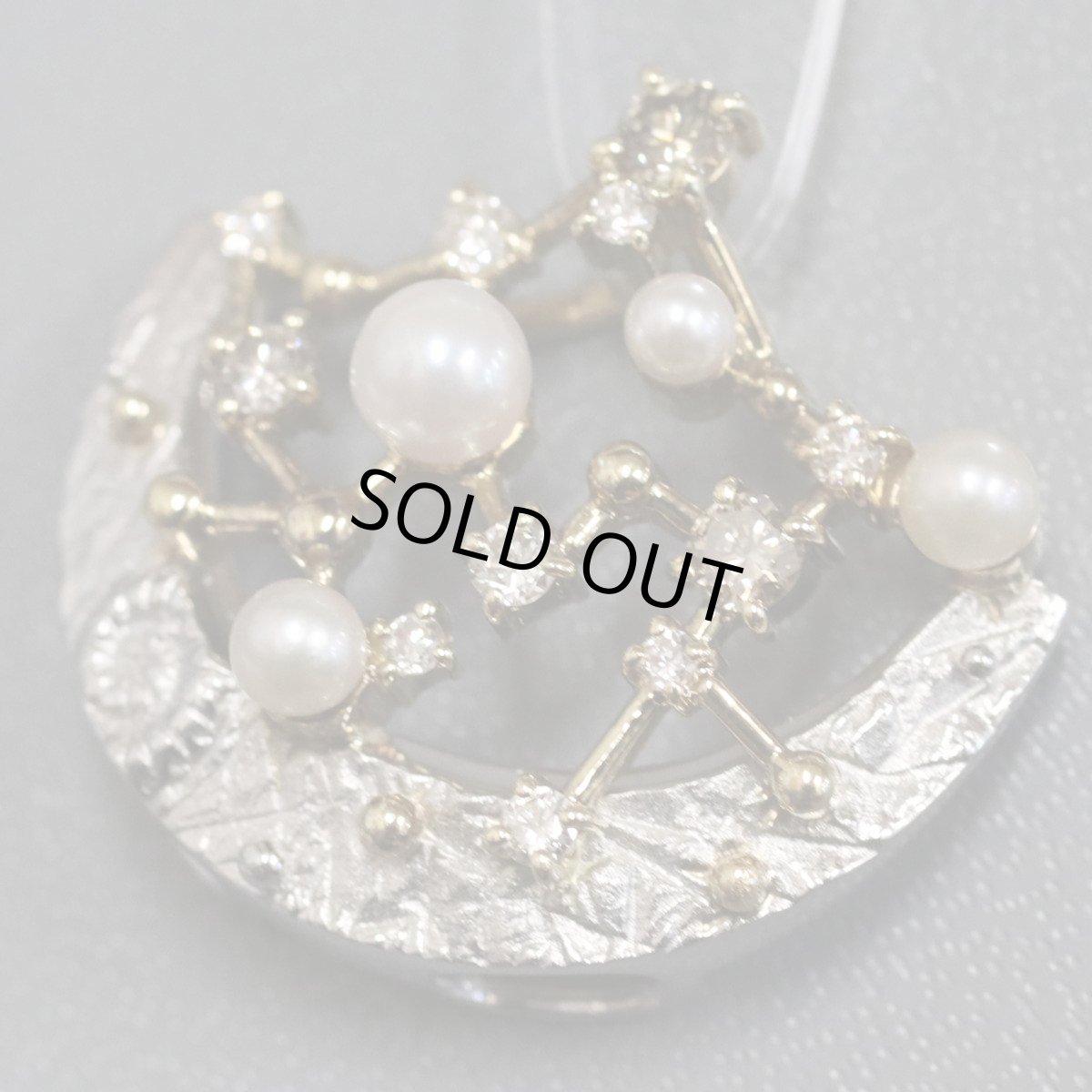 画像2: 福原佐智 K18/Pt900ダイヤモンドパールペンダントトップ D0.46 6.6g (2)