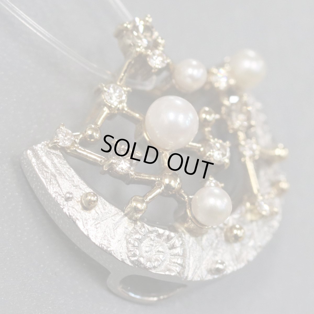 画像3: 福原佐智 K18/Pt900ダイヤモンドパールペンダントトップ D0.46 6.6g (3)